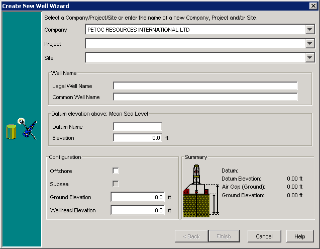 Create Well Wizard